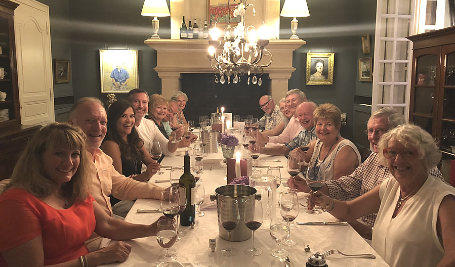 The Grand Tour enjoying First Growths at the Farewell dinner at Chateau Coulon Laurensac